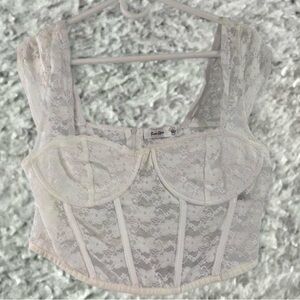 White Lace Bustier Crop Top